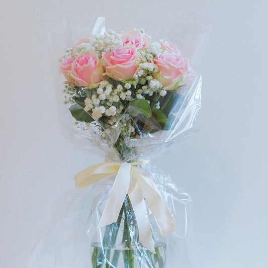 Wrapped Baby Breath Star Rose Bouquet