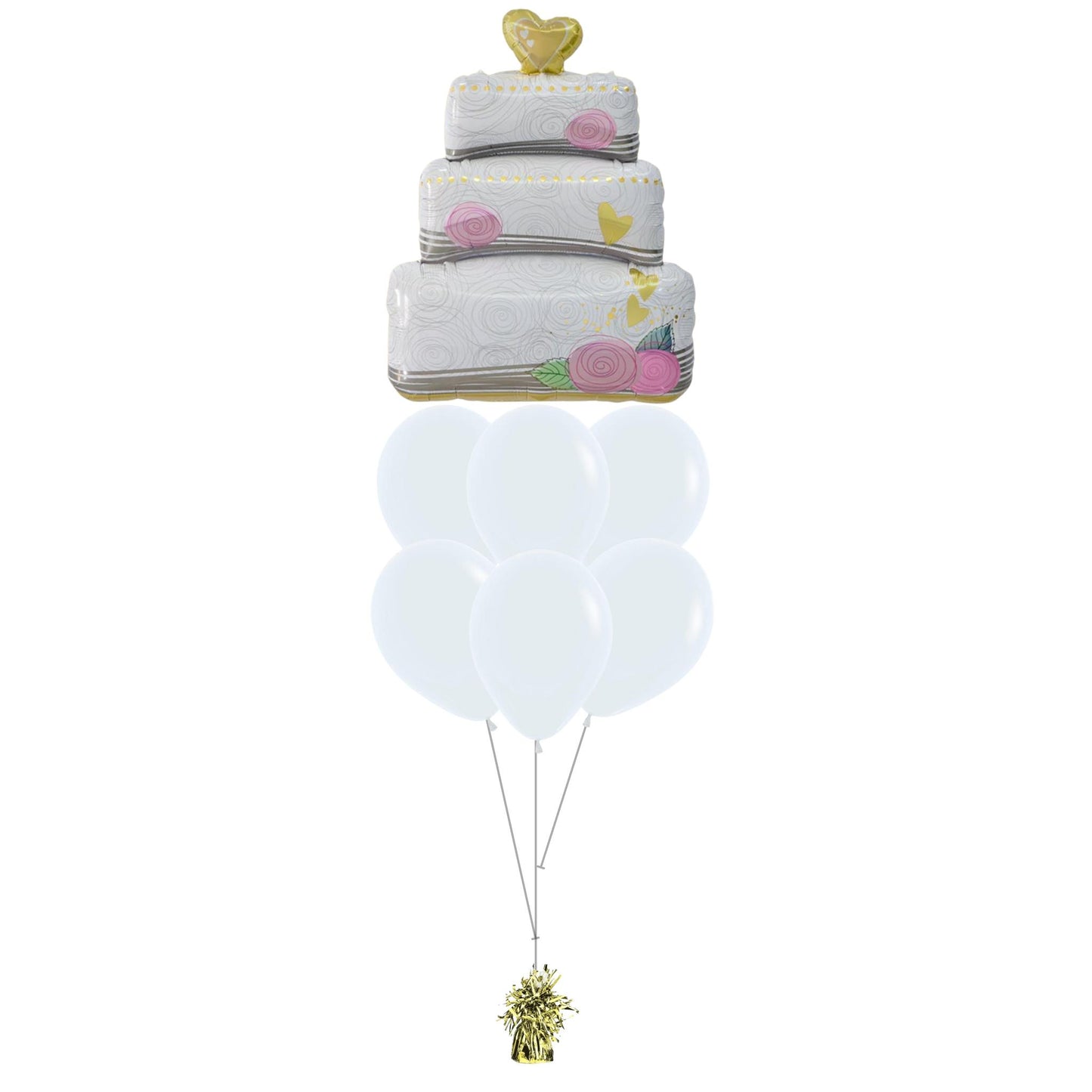 Large White Wedding Cake foil Helium Balloon Bouquet
