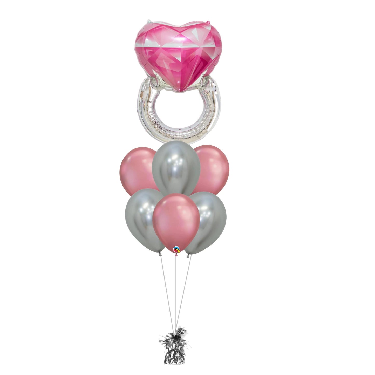Pink Diamond Wedding Ring foil balloon Helium Balloon Bouquet