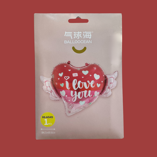 Heart Wings I love you Airfilled Foil Balloon