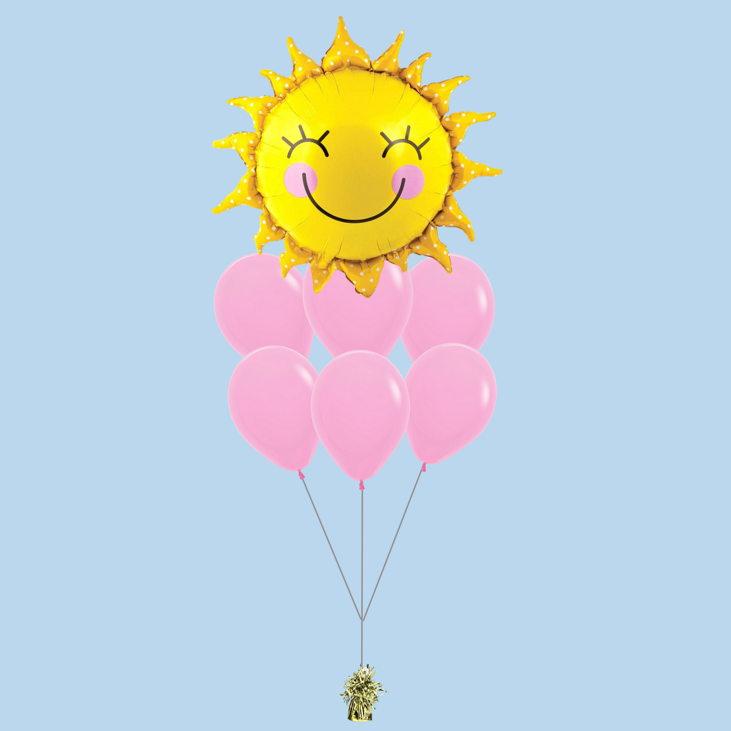 Smiley Polkadots Sun Helium Balloon Bouquet
