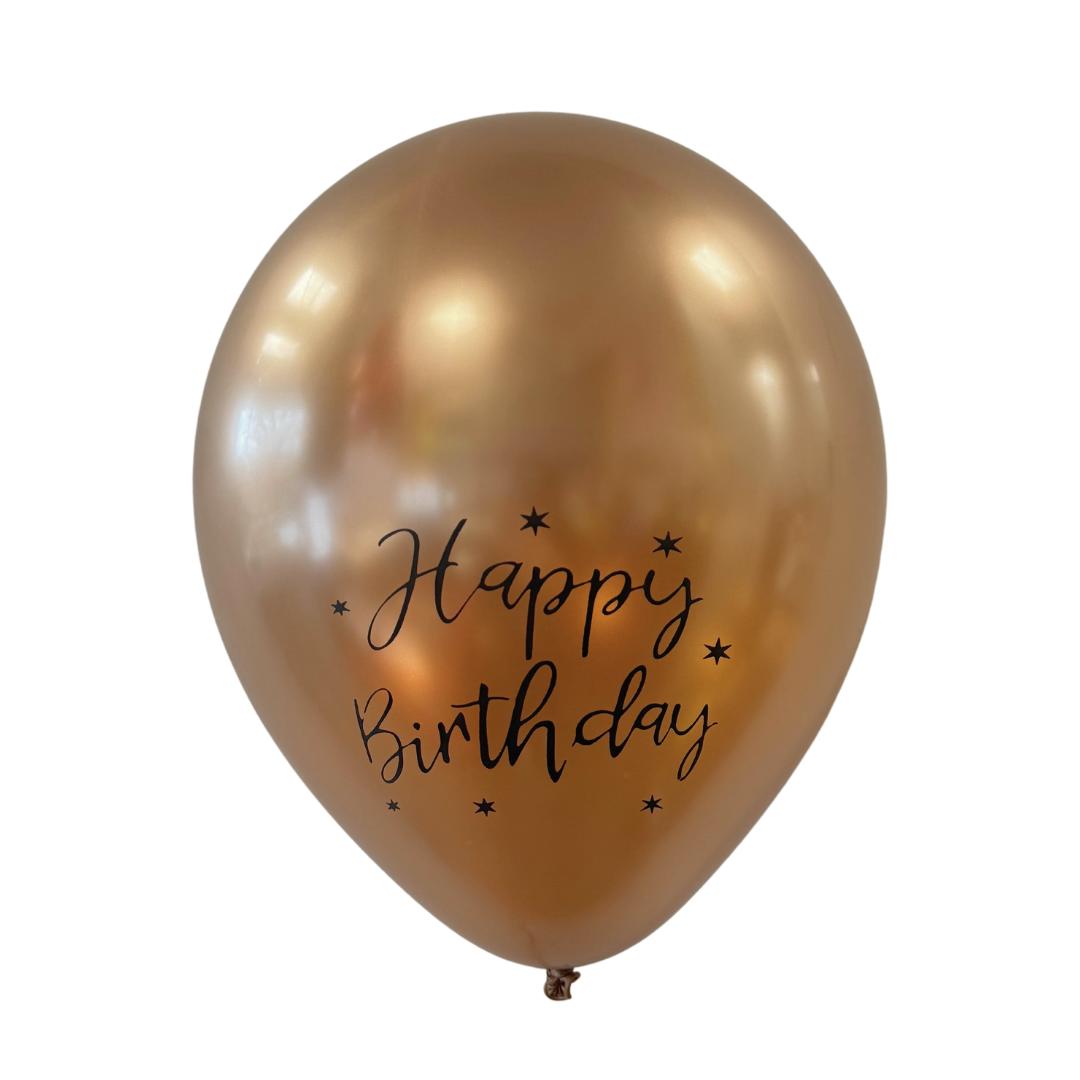11-Inch Chrome Champagne Happy Birthday Helium Balloon – Elegant Party Decor