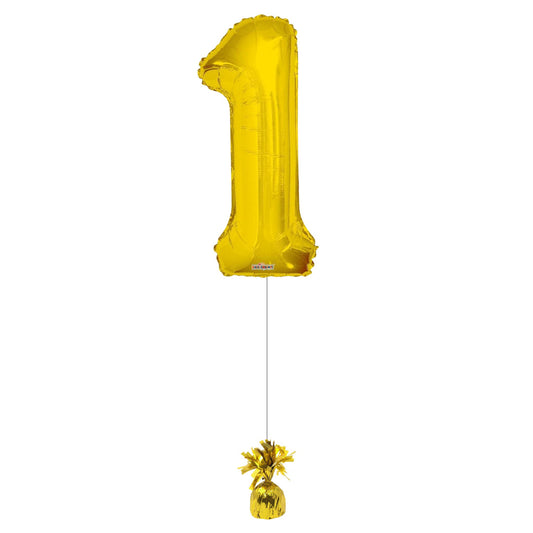 34 inch Gold Balloon Number 1 Helium filled