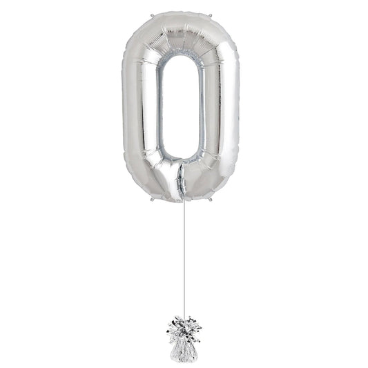 34 inch Silver Balloon Number 0 Helium filled