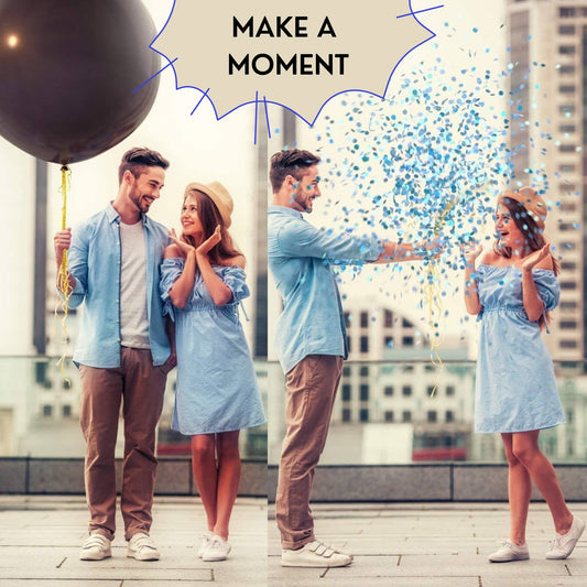 36 inch Black Helium Balloon Baby Gender Reveal Confetti