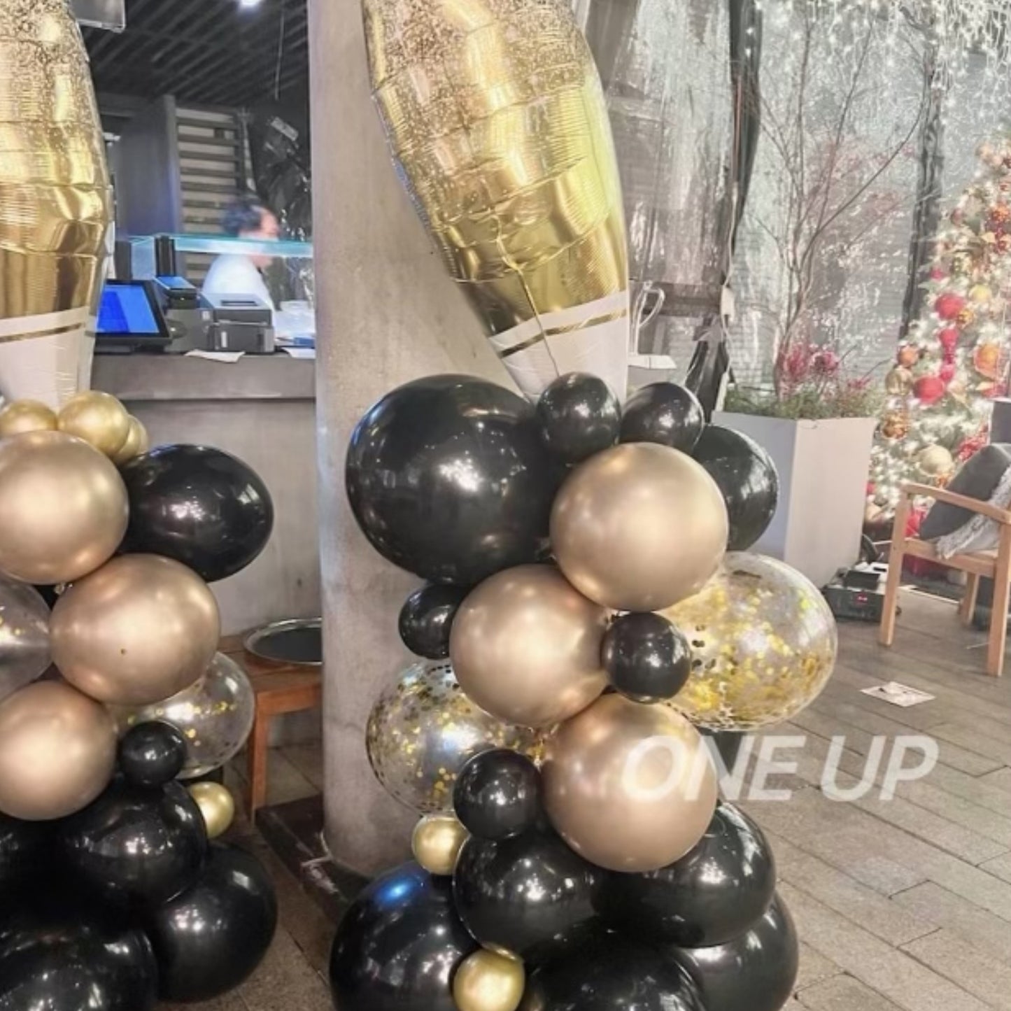 Black And Gold Champagne Bottle Organic Column
