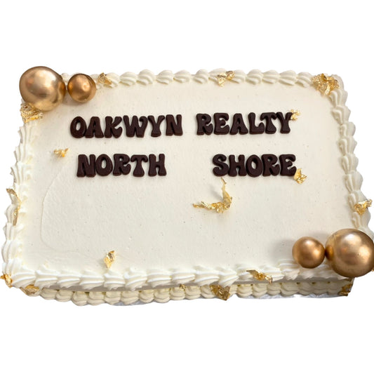 Classic Customized logo rectangular cake (Price doesn't include flowers)