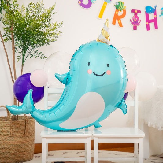33 Inch Cute Helium Quality Narwhal Foil Balloon