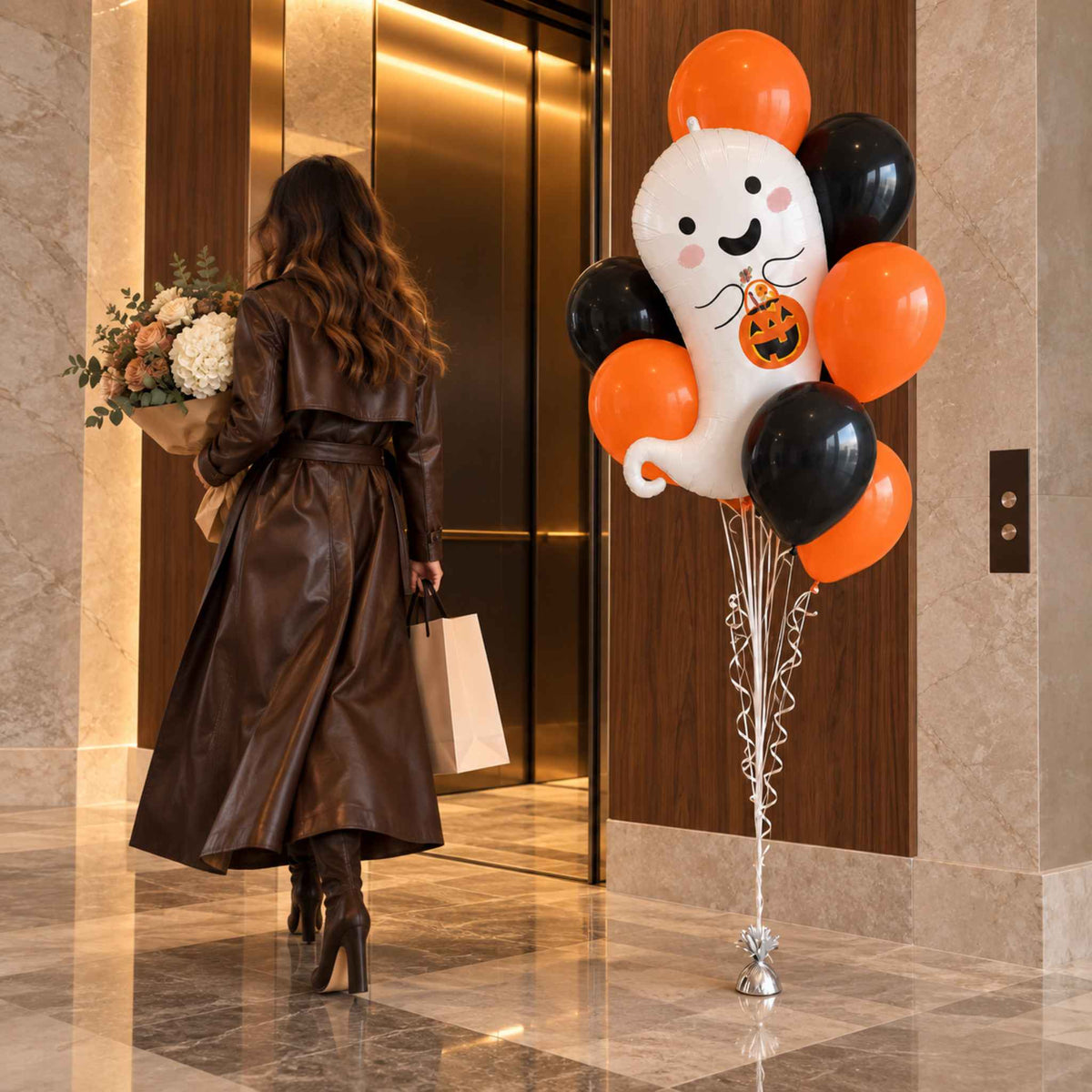 Halloween Classic Ghost Helium Balloon Bouquet