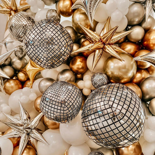 New Year Disco Ball Star Balloon Wall Decoration Set Up