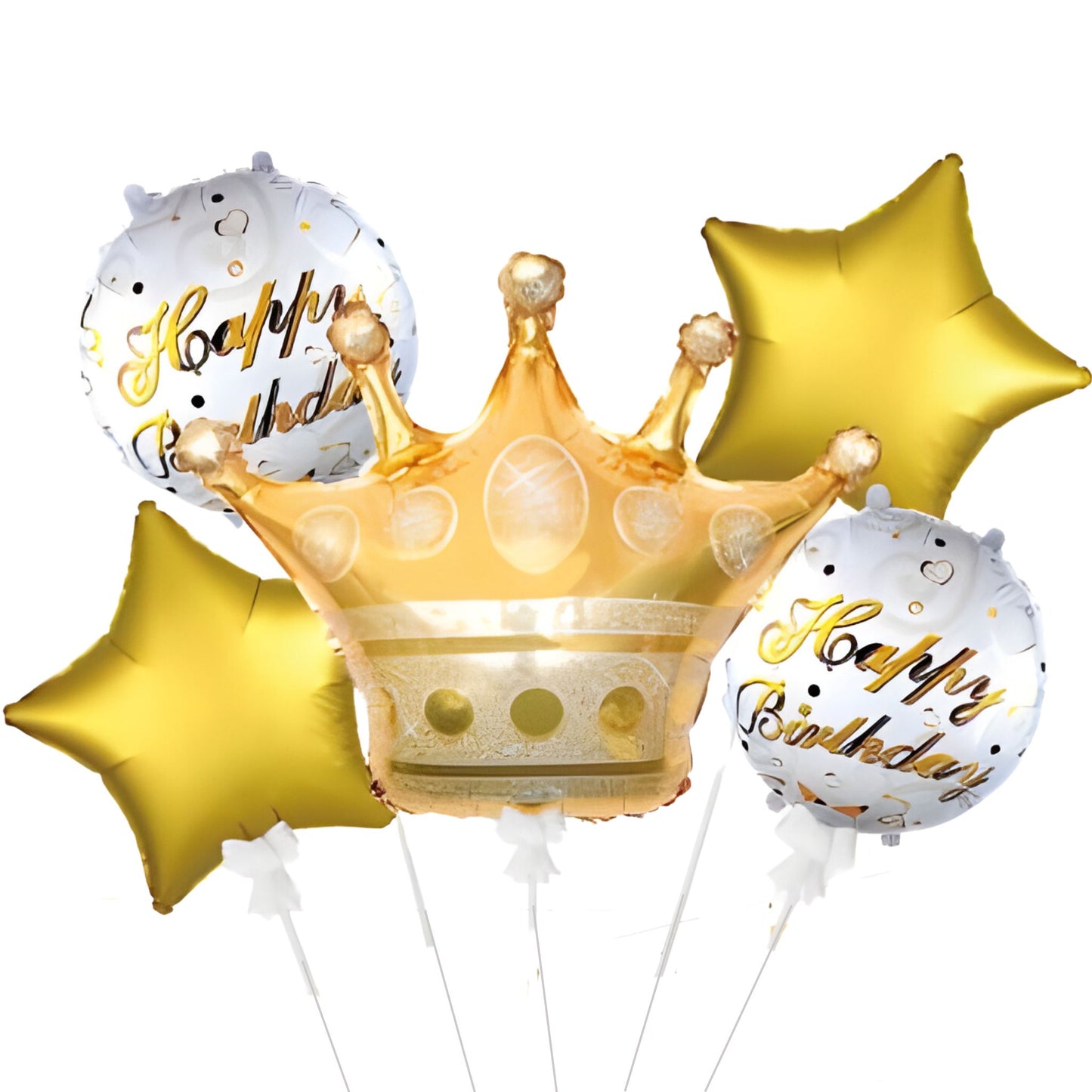 Gold Jumbo Crown Birthday Helium Balloon Set – Regal Party Decor