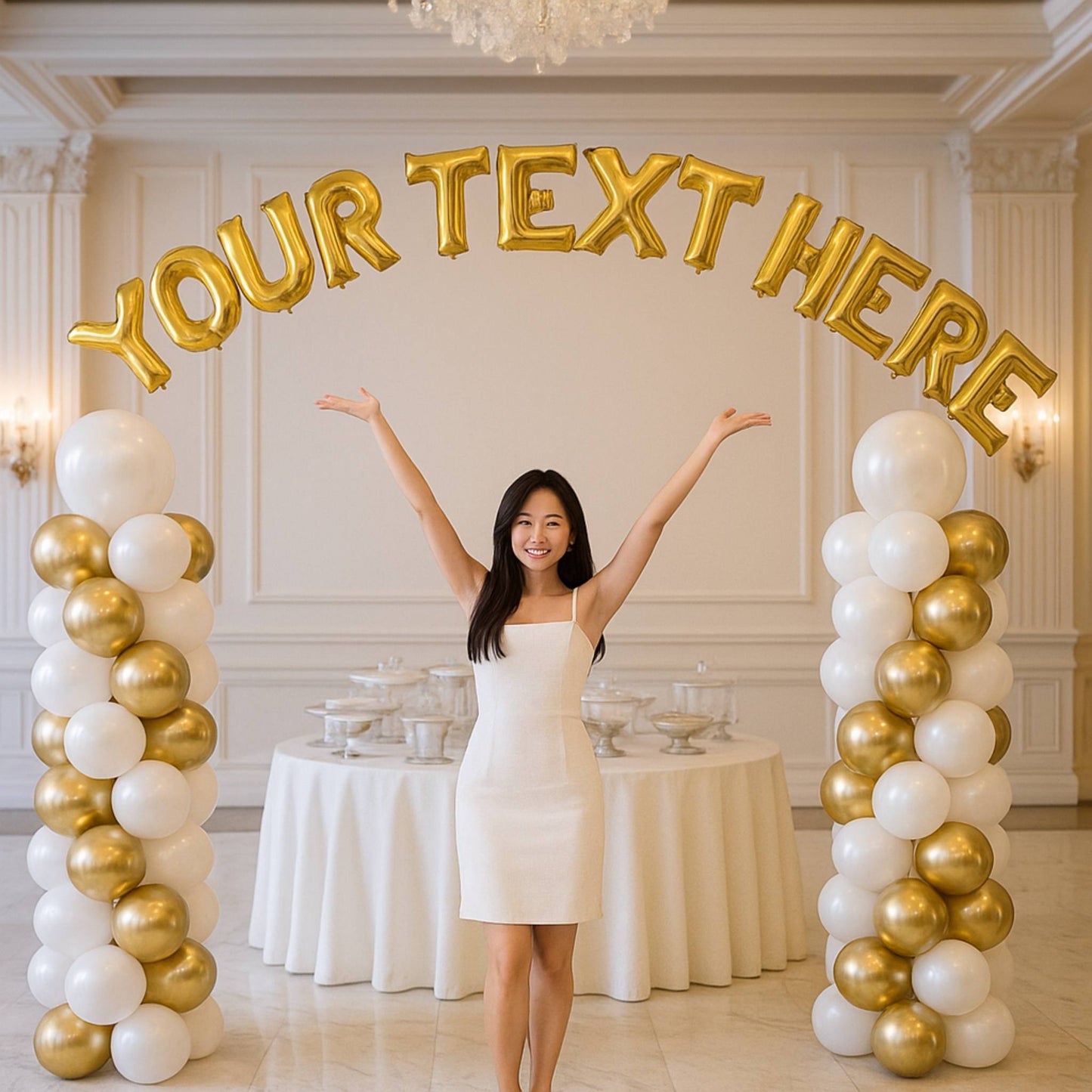 Corporate Branded Helium Balloon Letter Arch & Classic Column Set