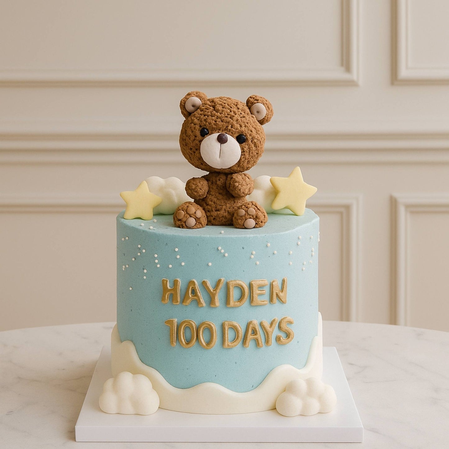 Baby Teddy Bear Cloud Custom Cake