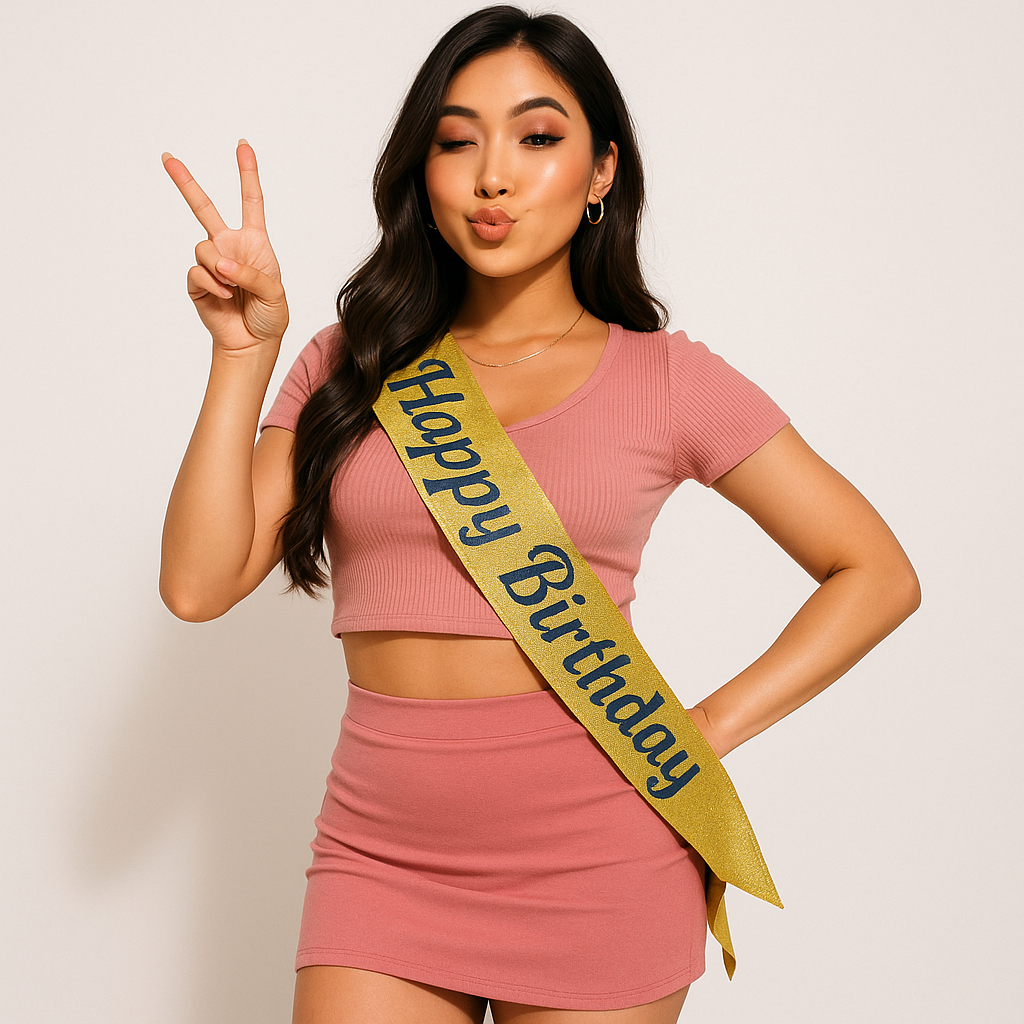 One Up Happy Birthday Gold Sparkly Sash