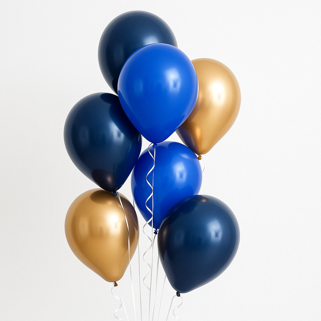 Celebrate Blue Helium Latex Balloon Bouquet of 7