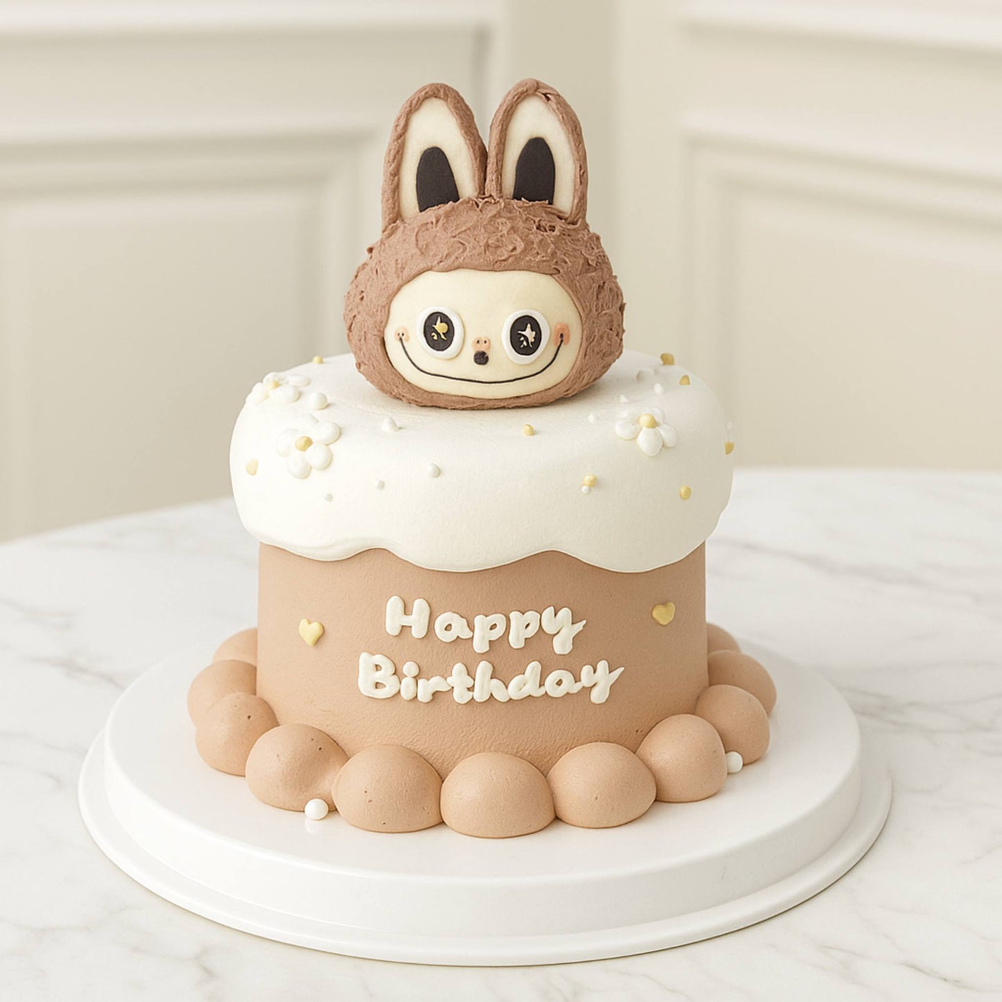 Brown birthday Labubu Cake