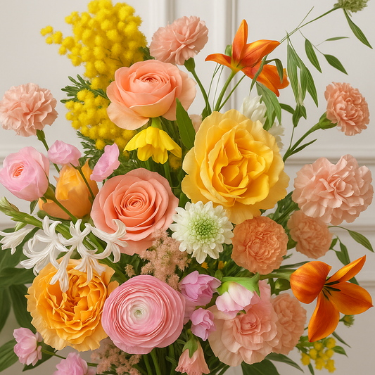 Bright and colorful sunshine fresh flower bouquet