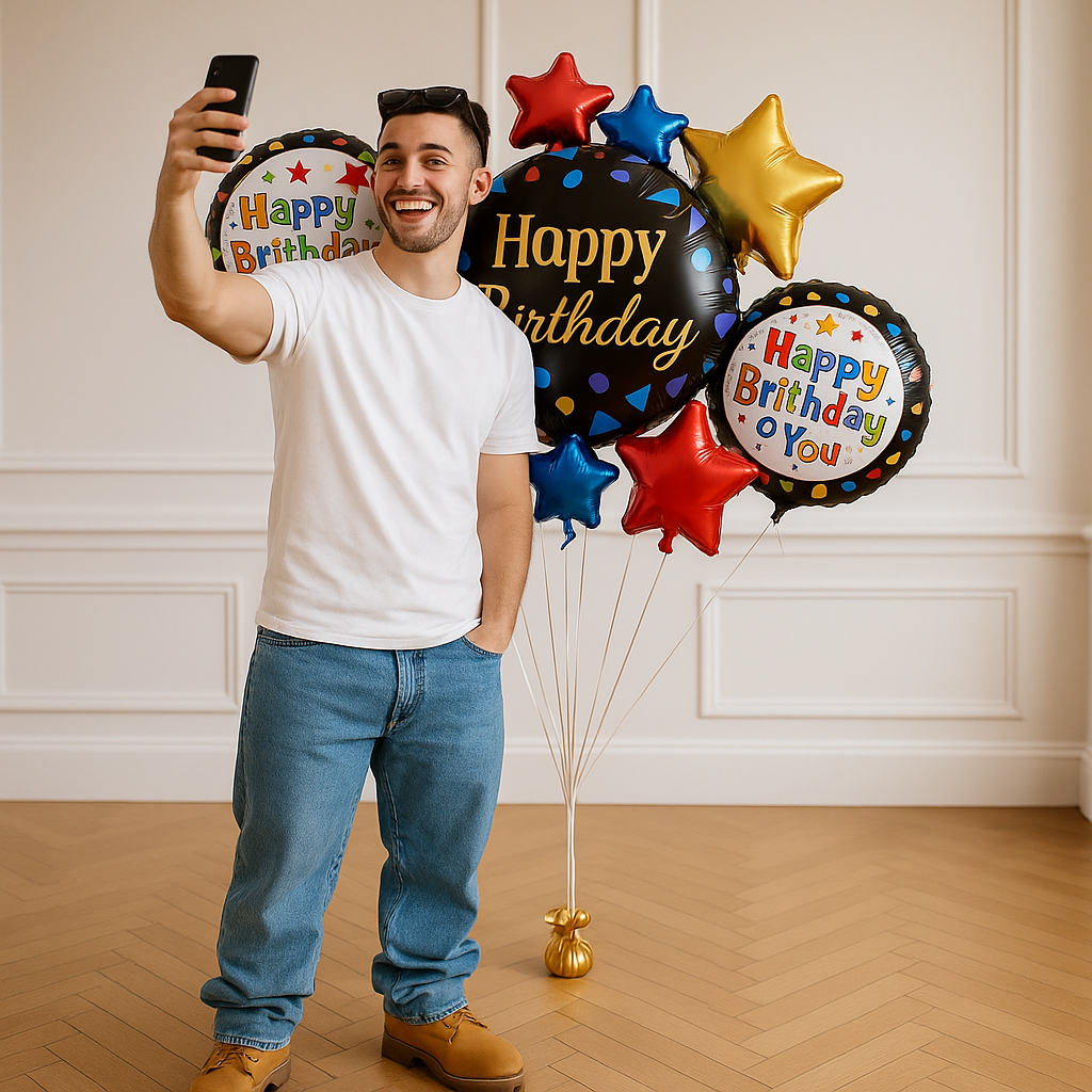 One Up Signature Happy Birthday Superstar Helium Balloon Bouquet