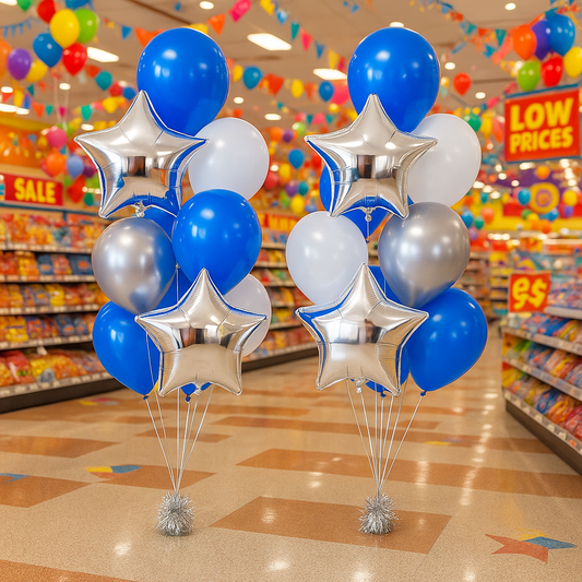 Corporate Blue Sky Classic Helium Star Balloon Bouquet Set
