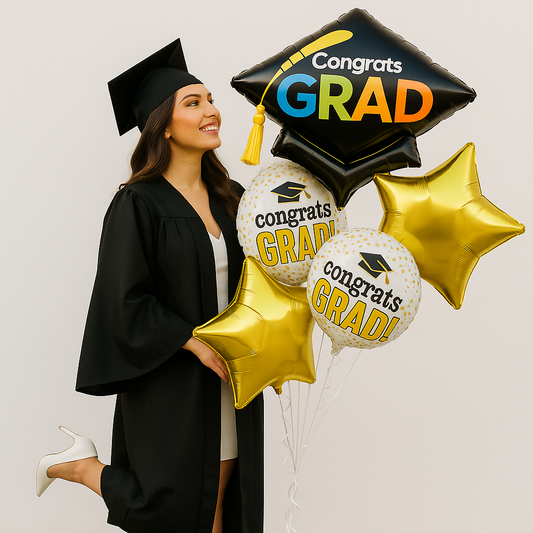 Congrats Graduation Fun Diploma Hat Balloon Bouquet