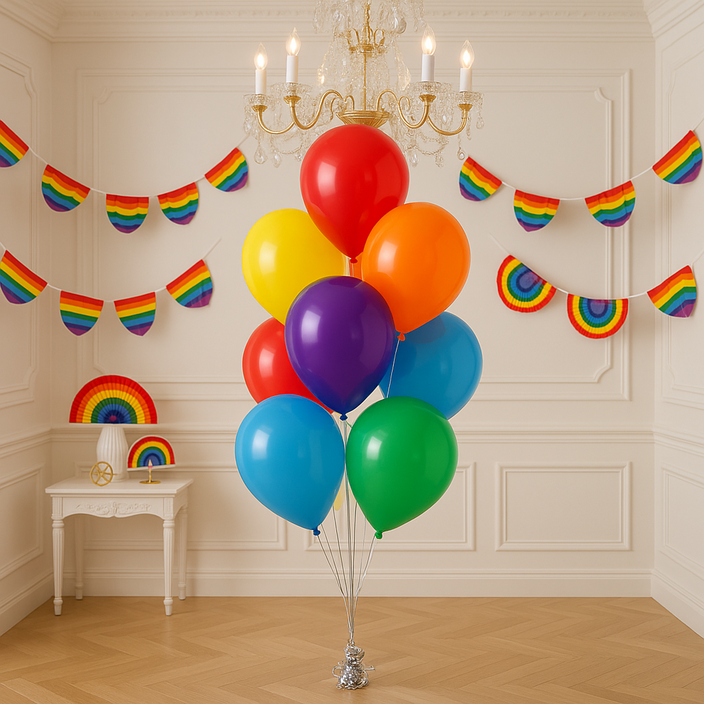 Pride Classic Rainbow Helium Balloon Bouquet of 10
