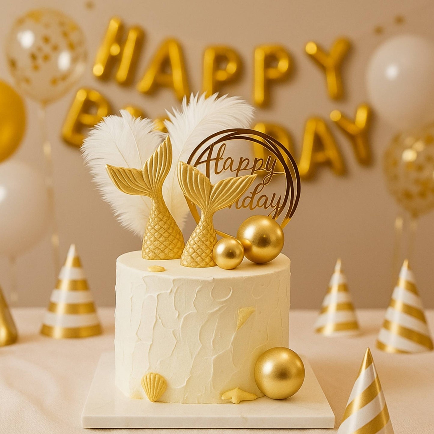 Mermaid Gold Theme Cake