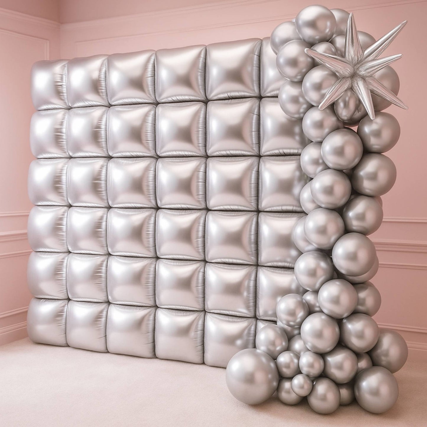 Fashion Mirror Balloon Wall with Garland Set Up