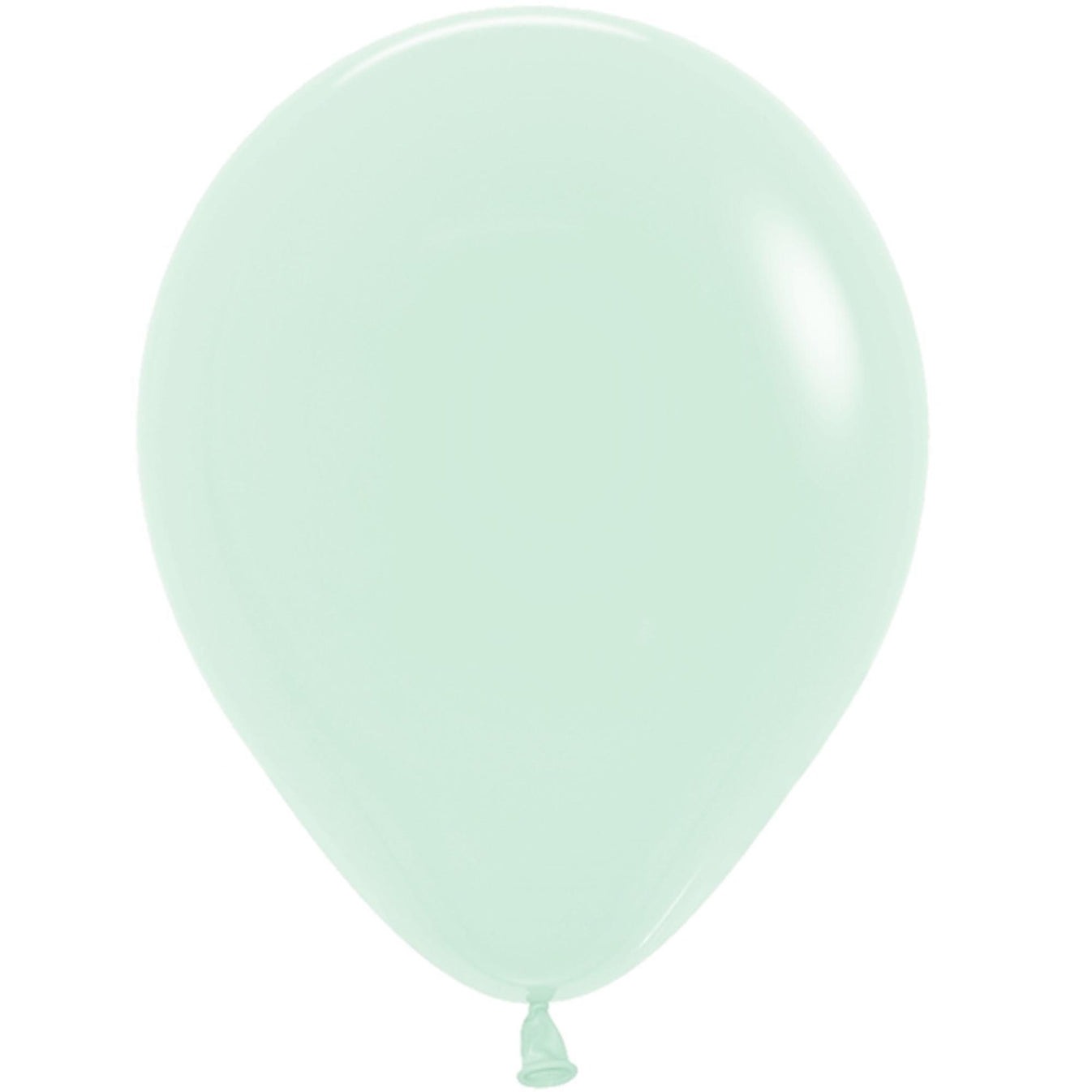 Single light green balloon on a white background