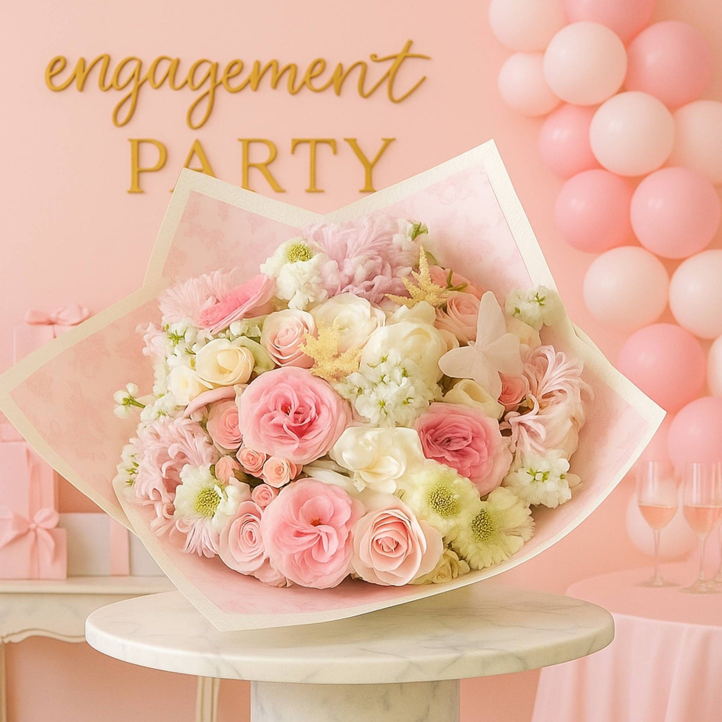 Designer's Choice Classic Star Wrap Light Pink and White Luxe Flower Bouquet