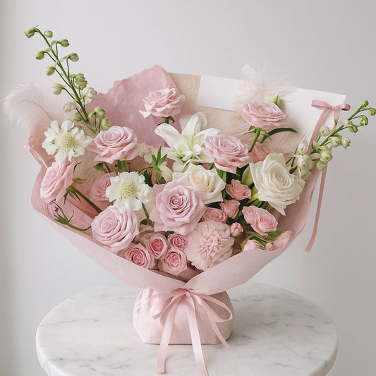 Designer's Choice Light Pink & White Delightful Luxe Flower Bouquet
