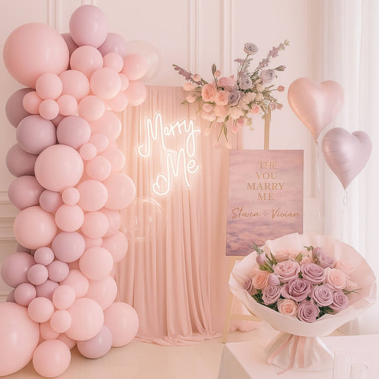 Luxury Proposal Marry Me Fresh Flower and Balloons Backdrop Package