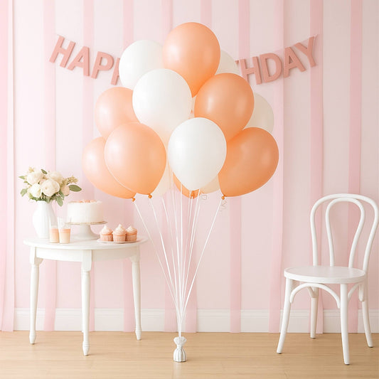 Balloon Bouquet of 16 - Rose Gold & White