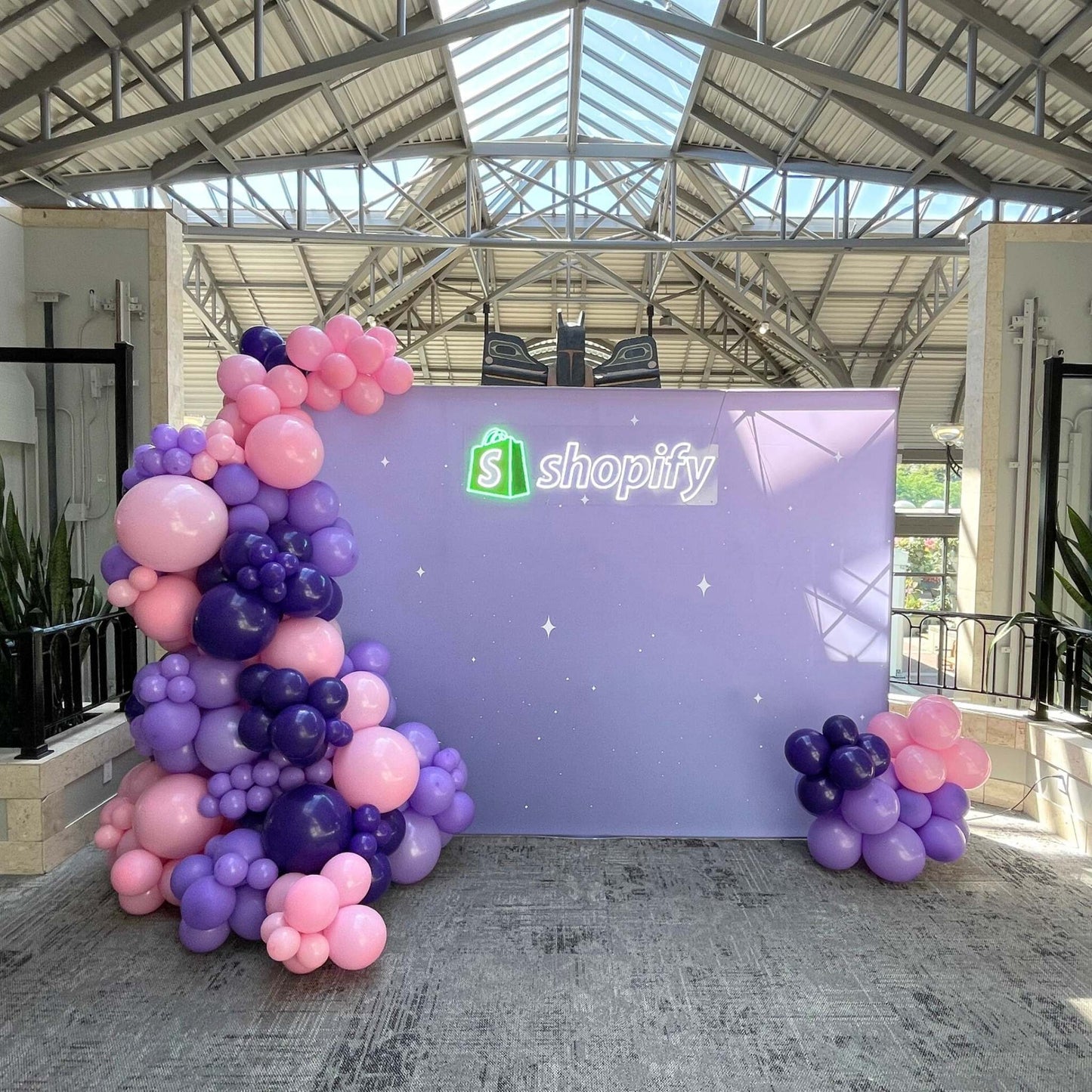Organic Balloon Garland Duo side Backdrop Set Up