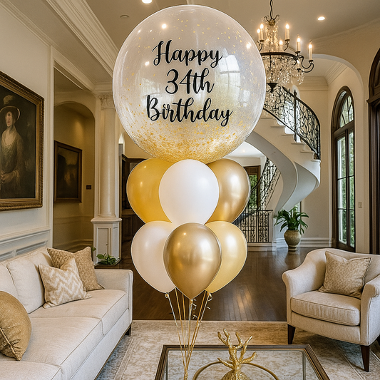 Customized Gold Confetti Balloon Bouquet