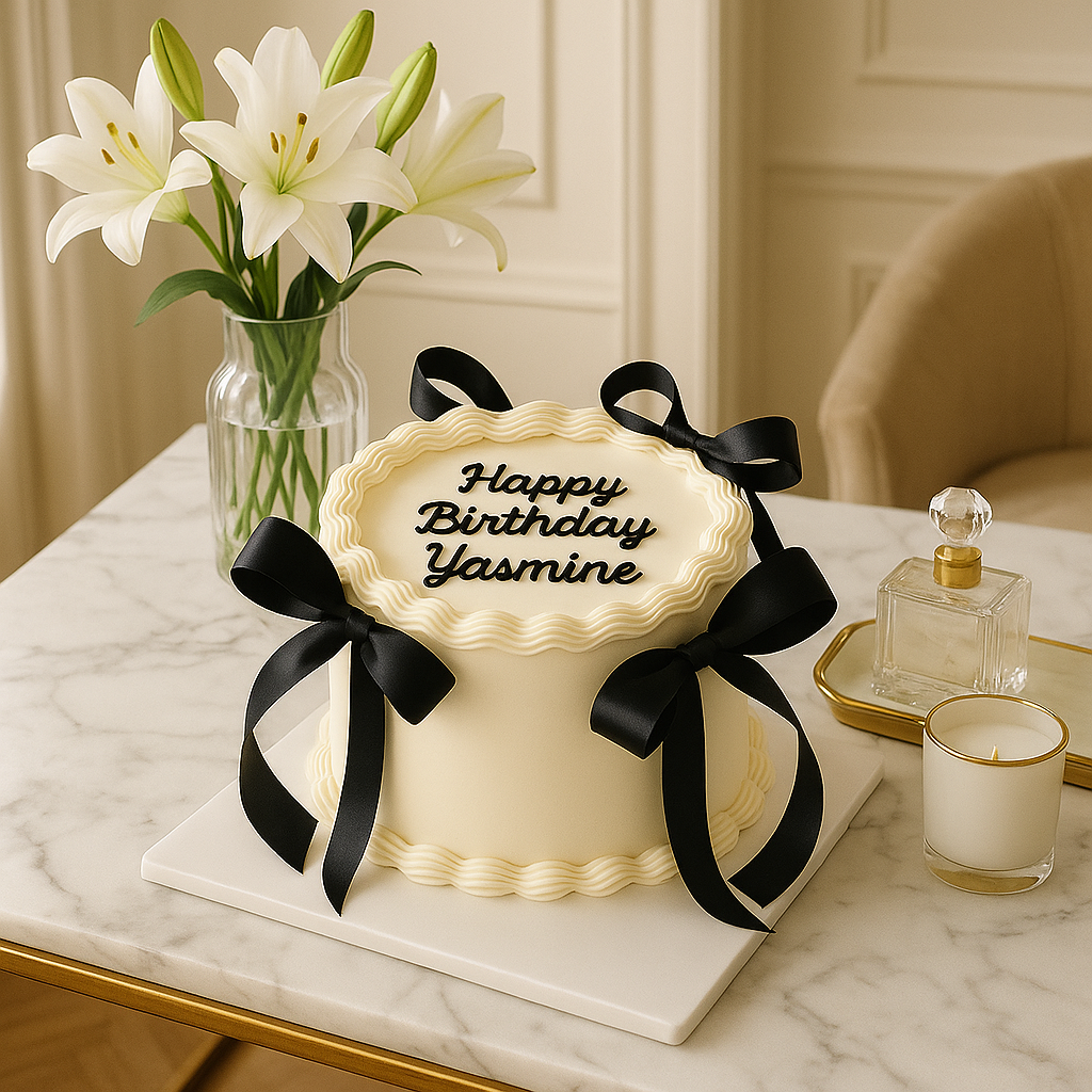 Instagram Popular Princess White Bow Birthday Cake