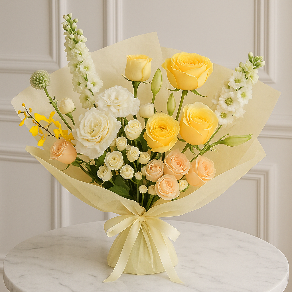 Designer's Choice Yellow Spring Energy Fresh Luxe Flower Bouquet