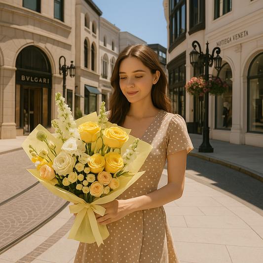Designer's Choice Yellow Spring Energy Fresh Luxe Flower Bouquet