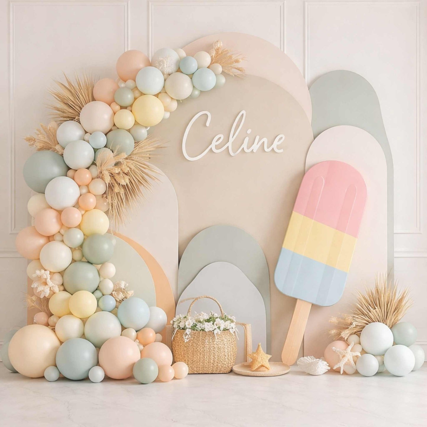 Summer Splash Custom Birthday Balloon Decoration Backdrop