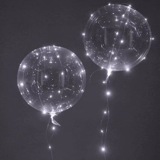 ONE UP Clear Bubble Balloon with light strings (2 balloons)