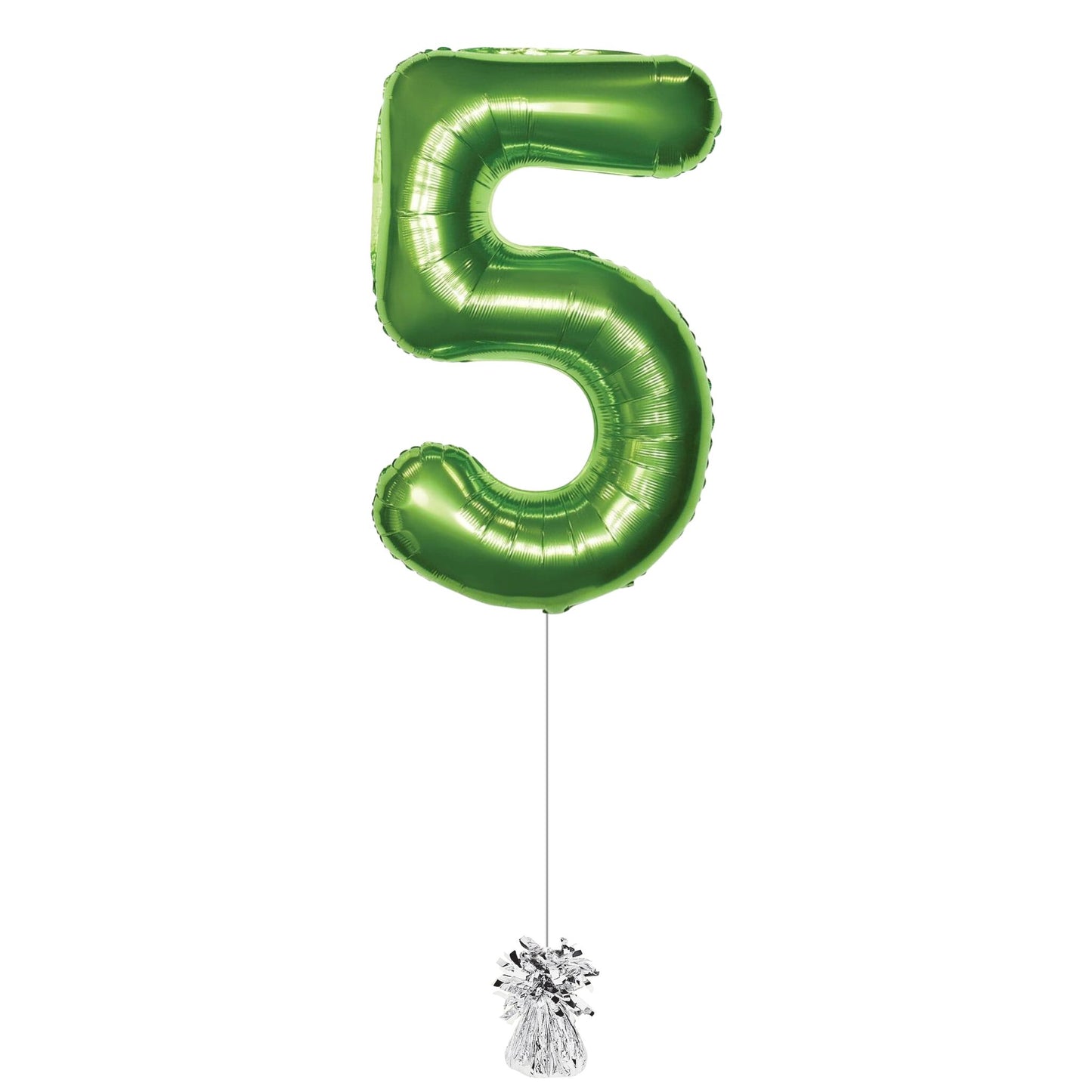 34 inch Lime Green Jumbo Balloon Number 5