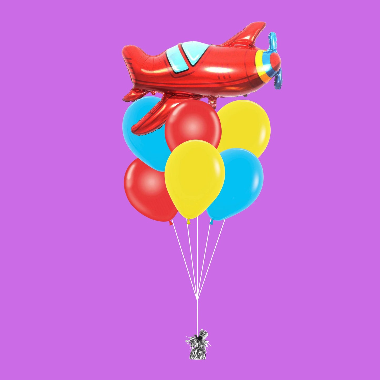 Classic Red Airplane Helium Foil Balloon Bouquet