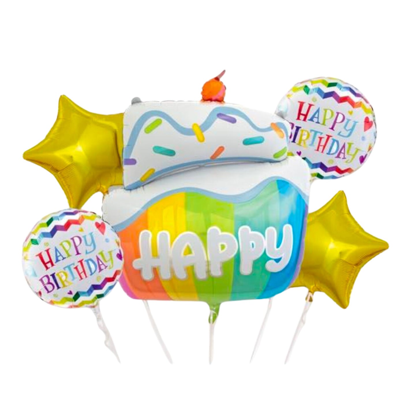 Sprinkle Birthday Cake Balloon Bouquet – Helium Filled Party Decor Set