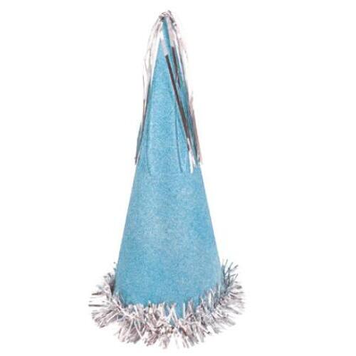Party Hats glittery with fringe baby blue