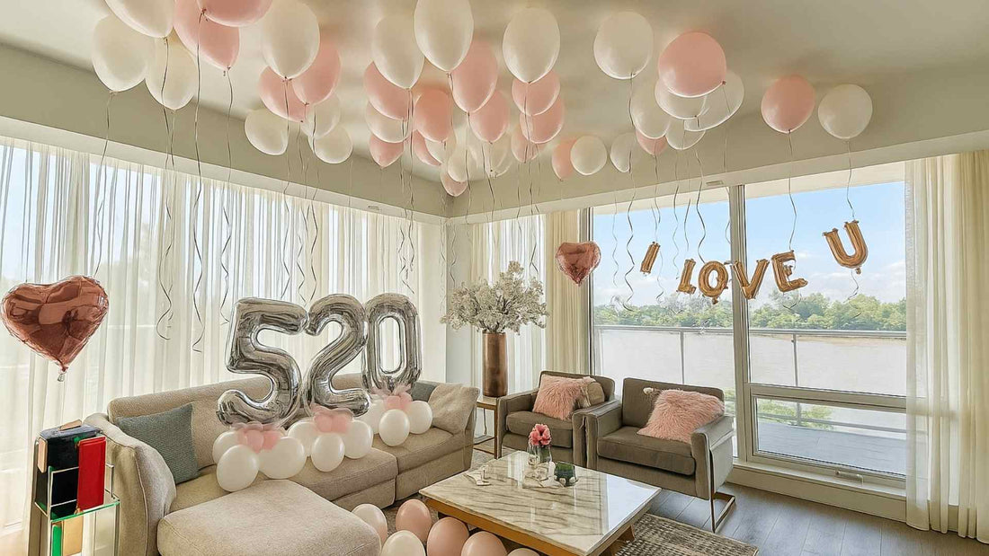 Romantic 520 Anniversary Setup Toronto | Luxury Balloon Room Decor