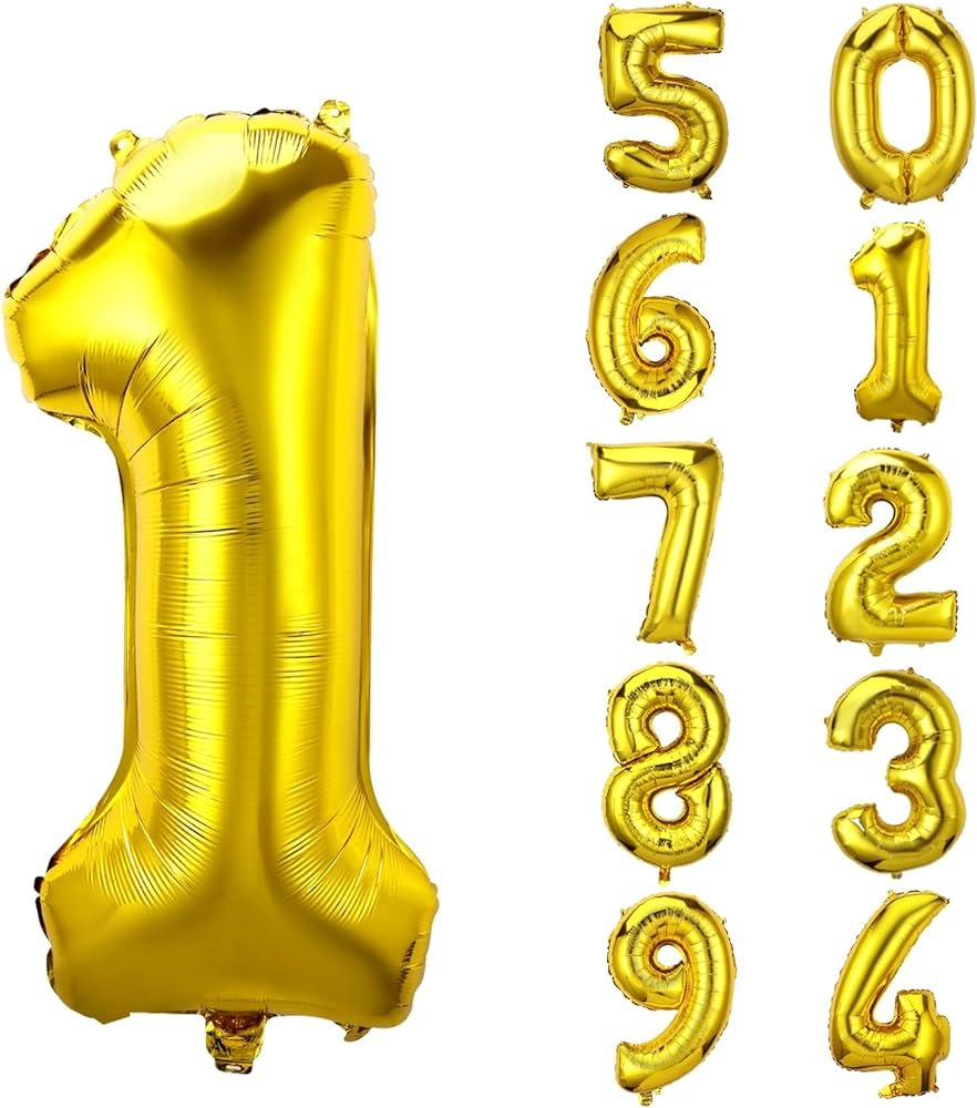 Gold Balloon Foil Numbers 34 inch