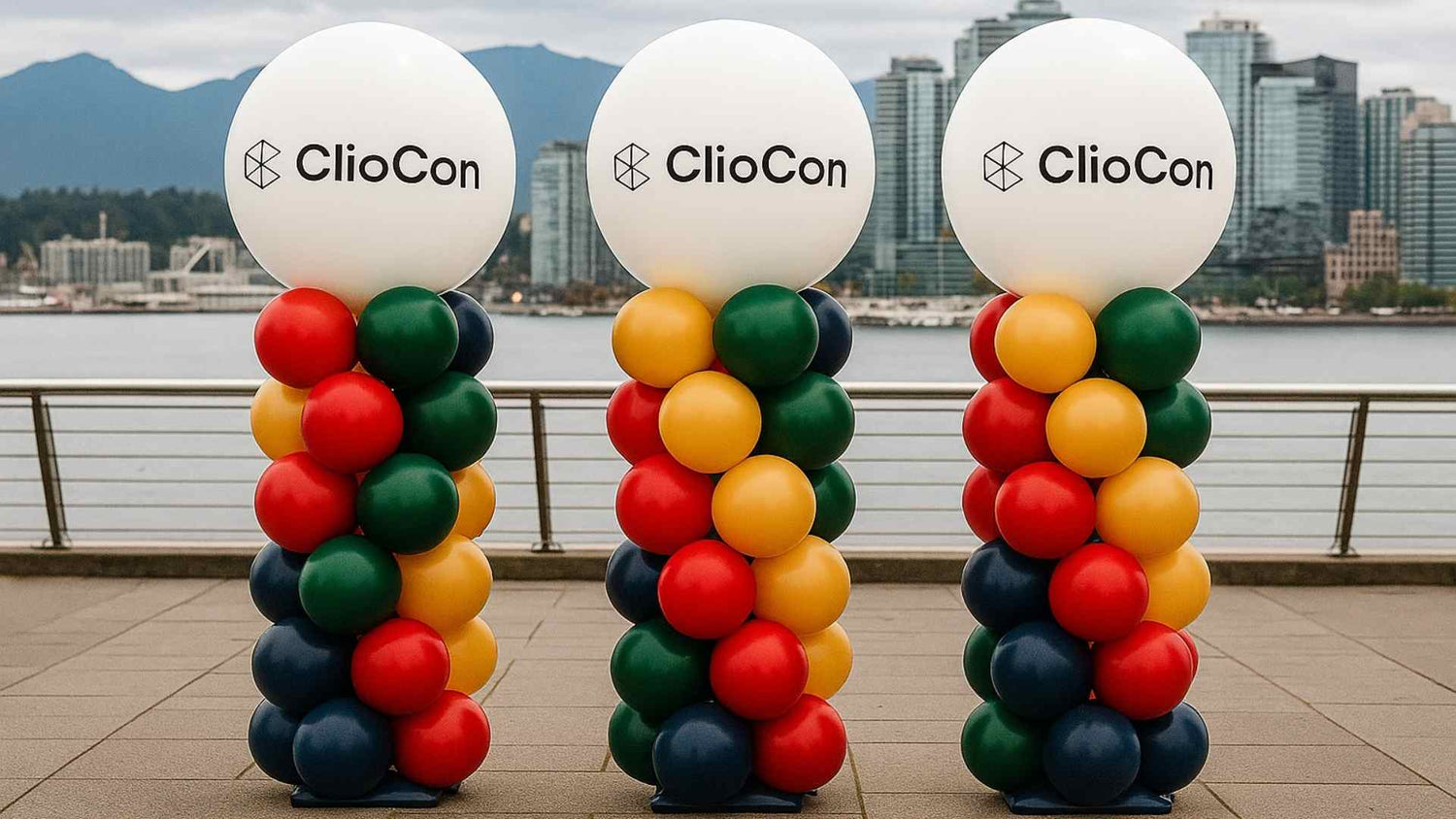 balloon column tower red, green, orange latex balloons