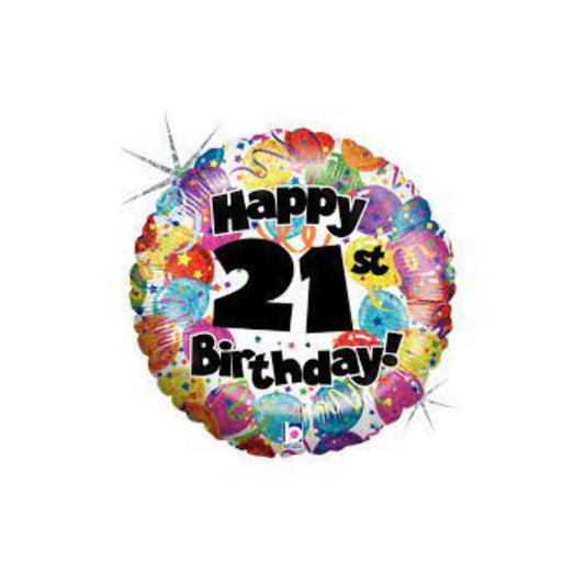 18" Holographic Balloon 21st Party Birthday
