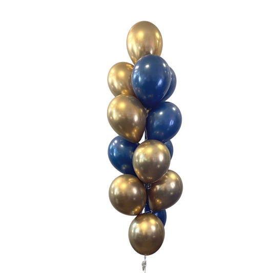 Deep Ocean Gold helium balloon bouquet of 15