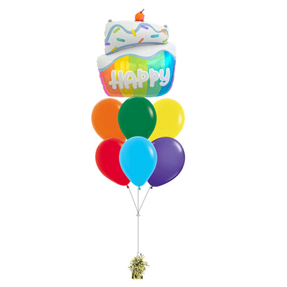Large birthday cake foil balloon Helium Balloon Bouquet