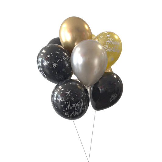 Golden Noir Birthday Balloon Array